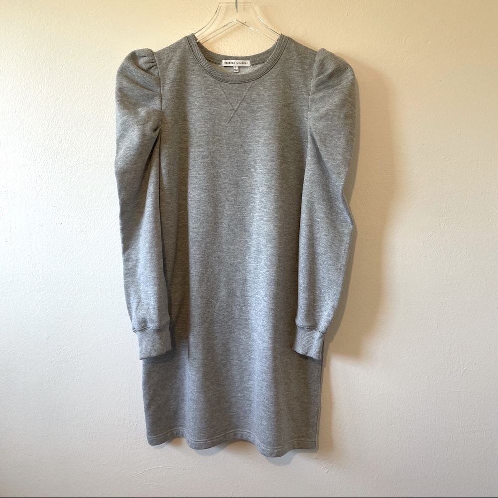 Rebecca Minkoff Gray Puff Sleeve Sweatshirt Janine Dress L